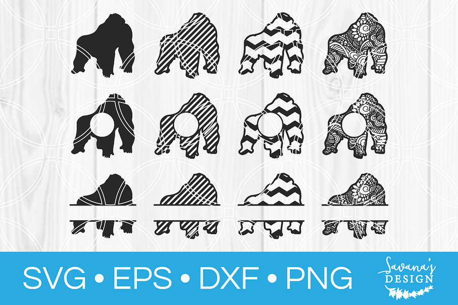 Gorilla SVG Bundle Round Monogram in Illustrations - product preview 8