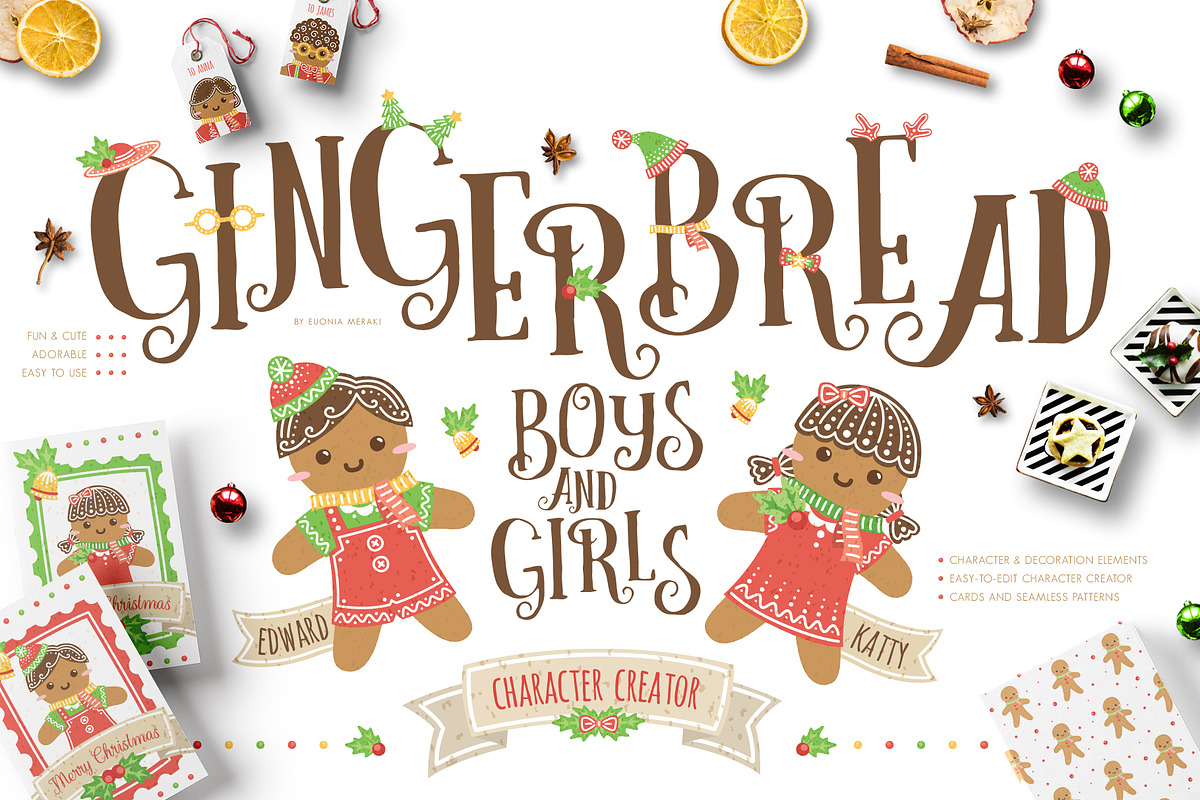 Cute Gingerbread Character Creator in Illustrations - product preview 8