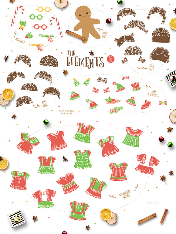 Cute Gingerbread Character Creator in Illustrations - product preview 2