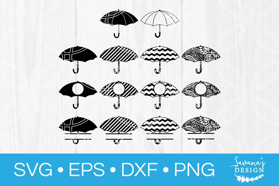Umbrella SVG Bundle Monogram SVG in Illustrations - product preview 8