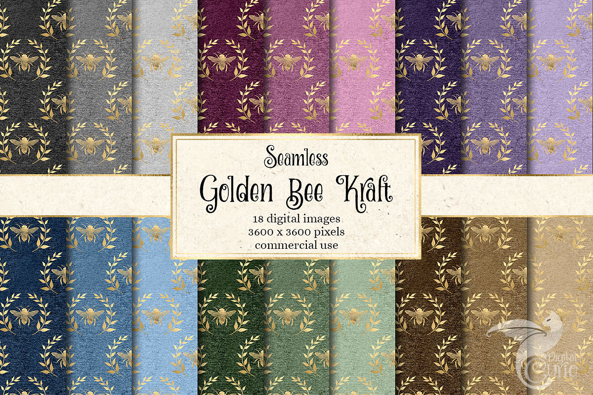 Golden Bee Kraft Digital Paper in Patterns - product preview 8