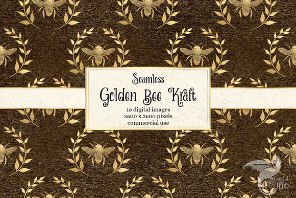 Golden Bee Kraft Digital Paper in Patterns - product preview 1