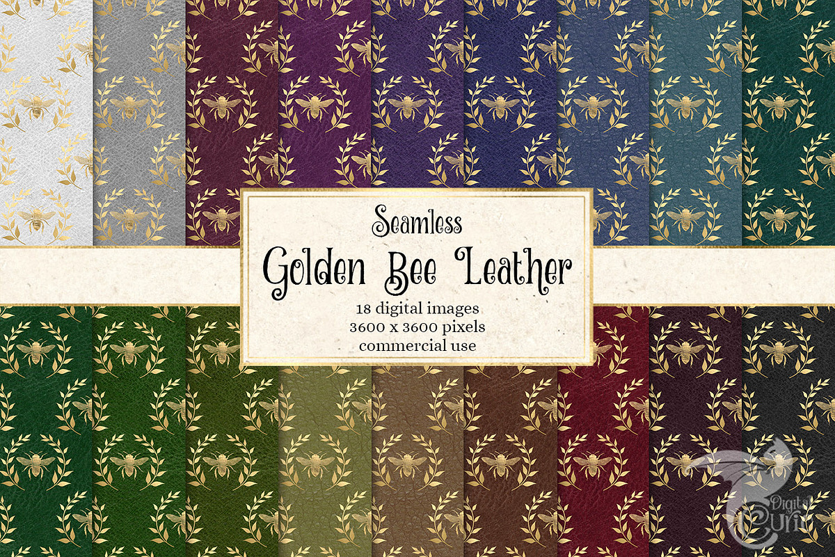 Golden Bee Leather Digital Paper in Patterns - product preview 8