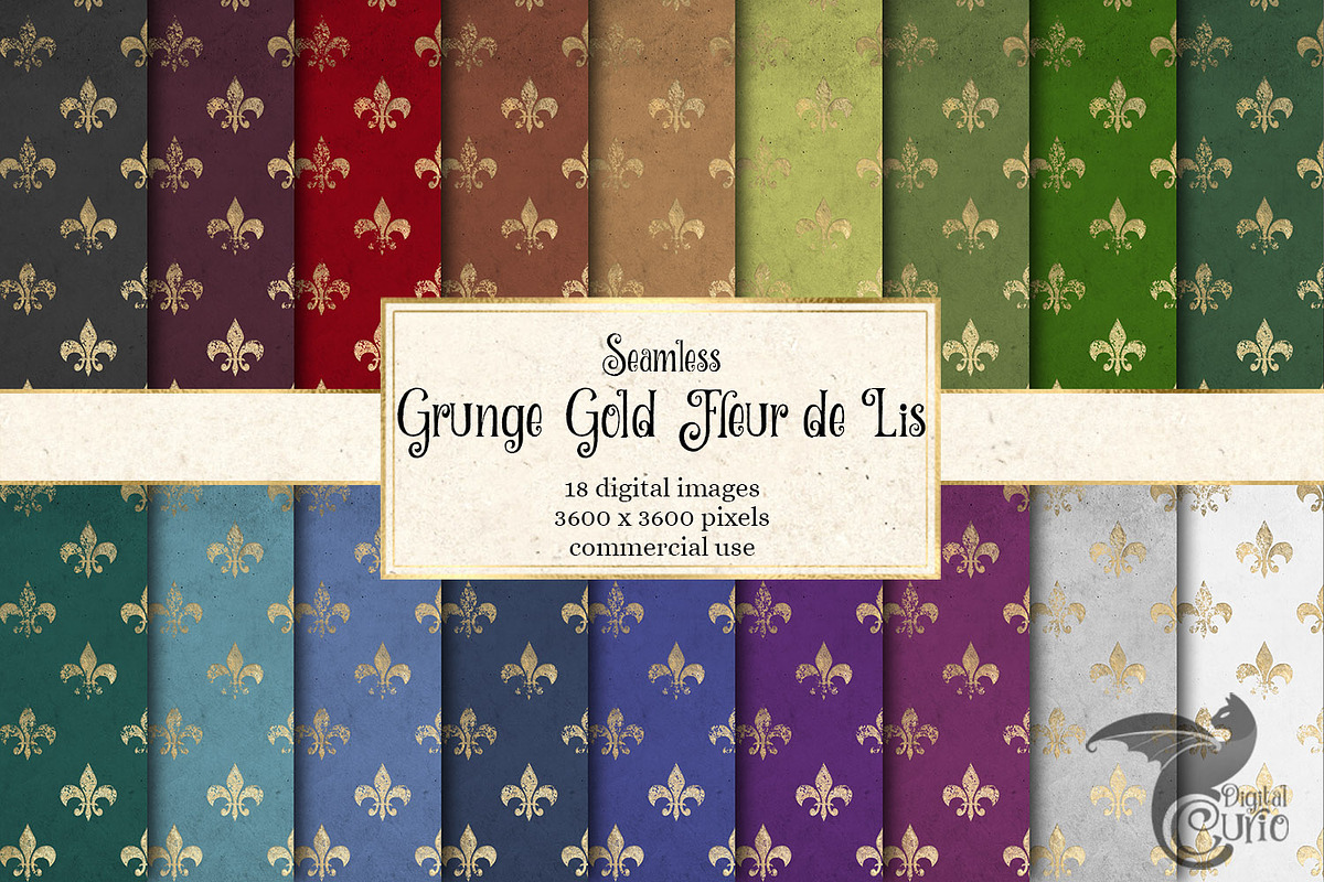 Grunge Gold Fleur de Lis in Patterns - product preview 8