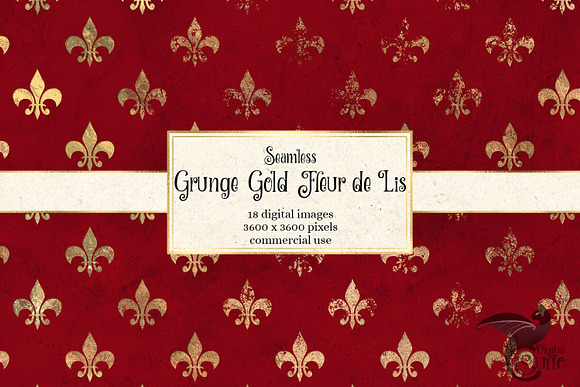 Grunge Gold Fleur de Lis in Patterns - product preview 1