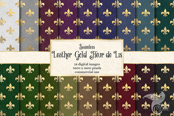 Leather Gold Fleur de Lis