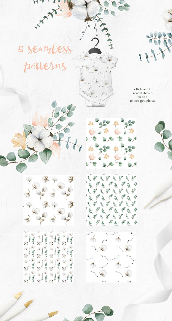 Cotton and Eucalyptus in Illustrations - product preview 5
