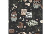 Vector seamless pattern with cute