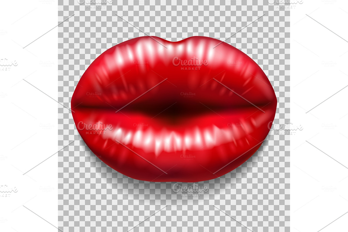 Red lips isolated on transparent in Illustrations - product preview 8
