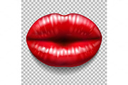 Red lips isolated on transparent