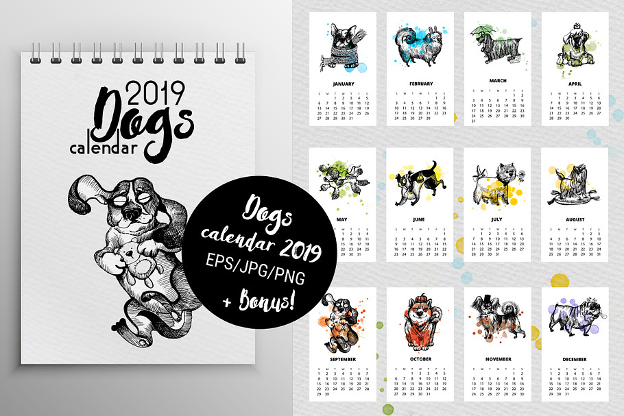Dogs Calendar 2019 in Illustrations - product preview 8