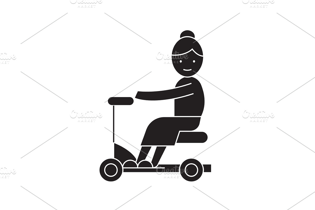 Old woman on scooter black vector in Illustrations - product preview 8