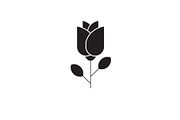One rose black vector concept icon