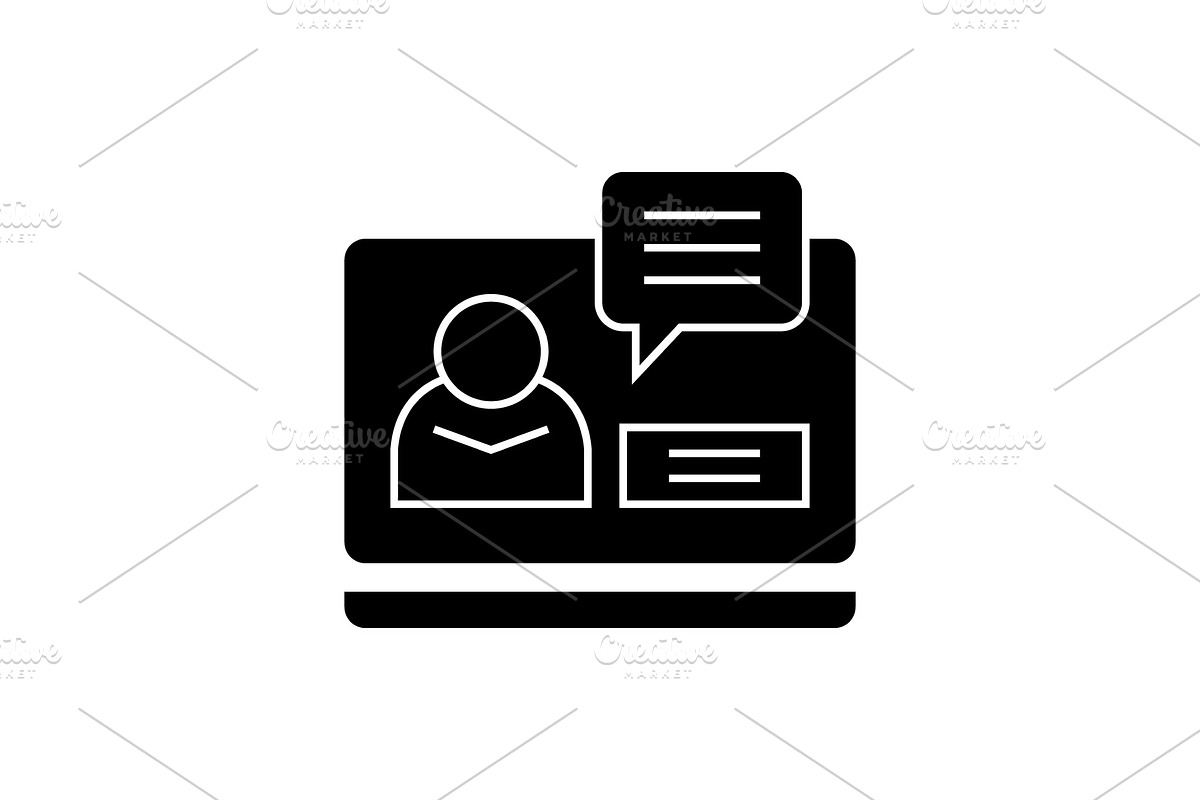 Online conference black vector in Illustrations - product preview 8