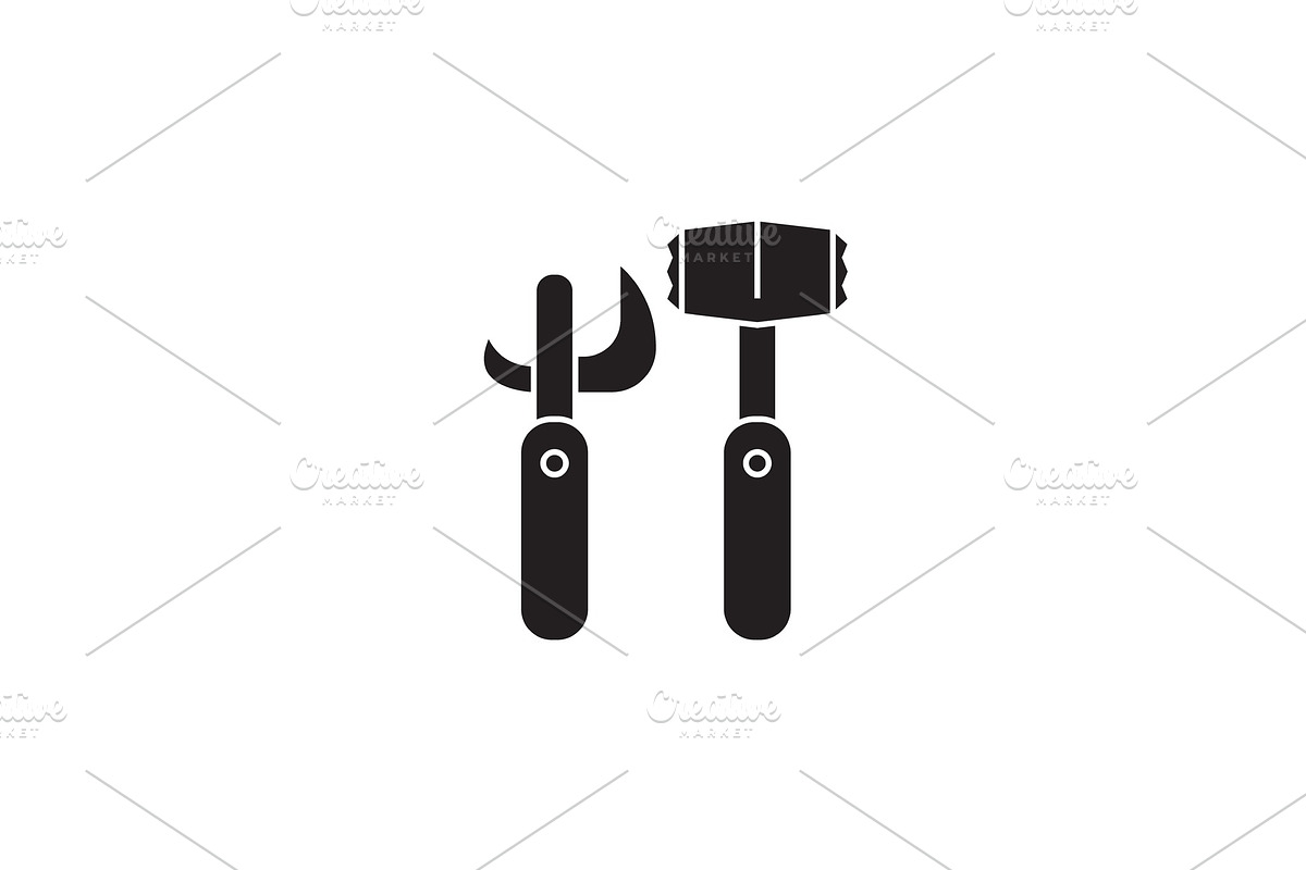 Opener meat mallet black vector in Illustrations - product preview 8