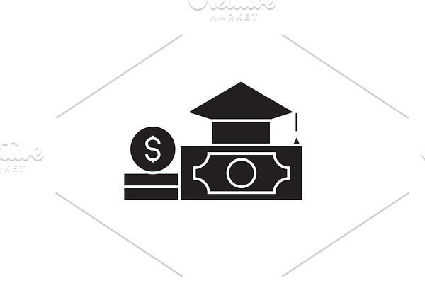 Paid tuition black vector concept