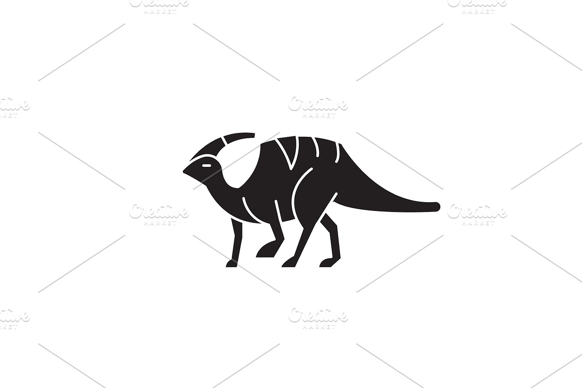 Parasaurolophus black vector concept in Illustrations - product preview 8