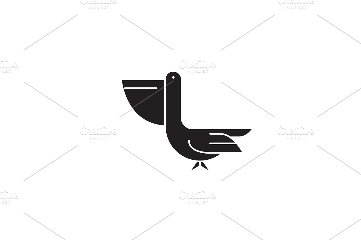 Pelican black vector concept icon in Illustrations - product preview 8