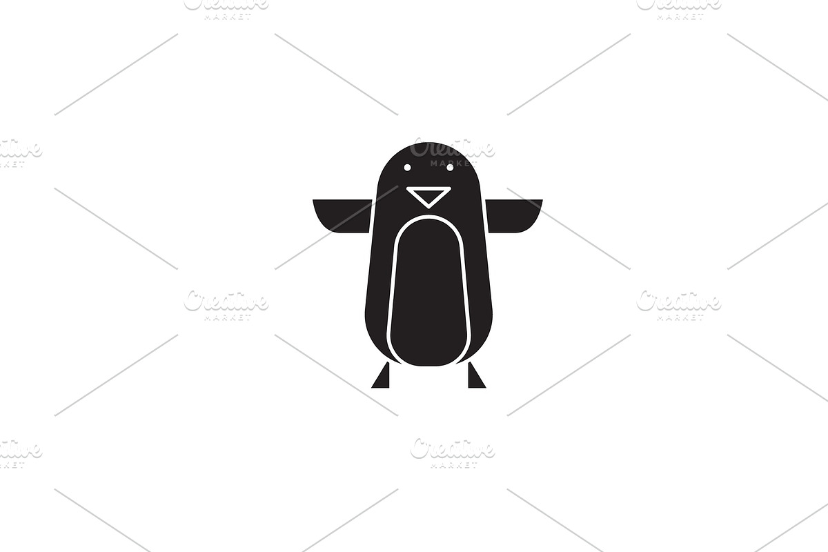 Penguin baby black vector concept in Illustrations - product preview 8