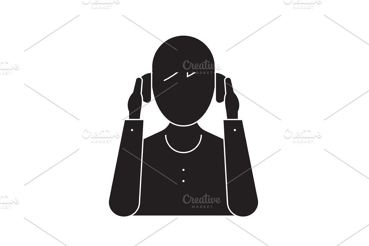 Person wearing headphones black in Illustrations - product preview 8