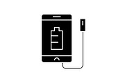 Phone charging black vector concept