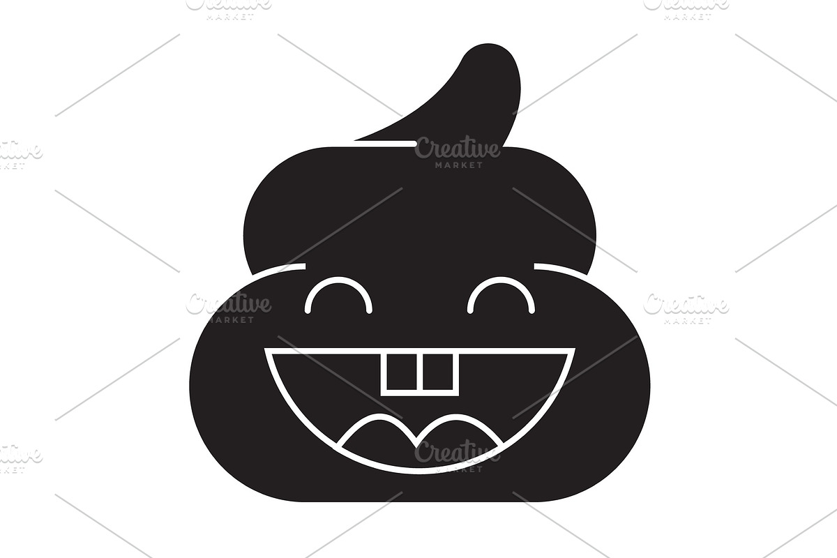Pile of poo emoji black vector in Textures - product preview 8