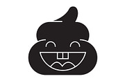Pile of poo emoji black vector