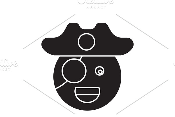 Pirate emoji black vector concept