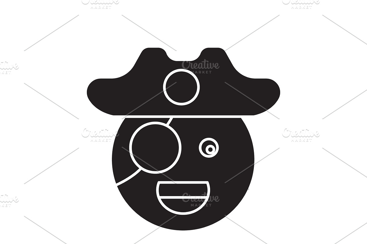 Pirate emoji black vector concept in Illustrations - product preview 8