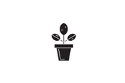 Plant pot black vector concept icon