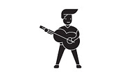 Playing a guitar black vector