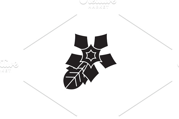 Poinsettia black vector concept icon