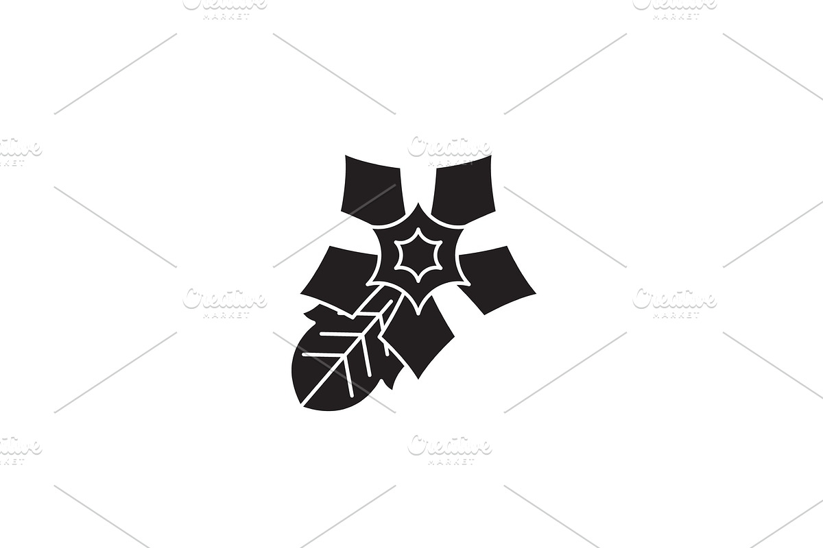 Poinsettia black vector concept icon in Objects - product preview 8