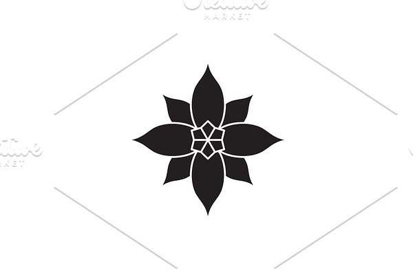 Poinsettia black vector concept icon