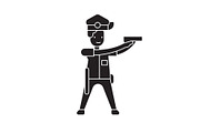 Policeman aiming black vector