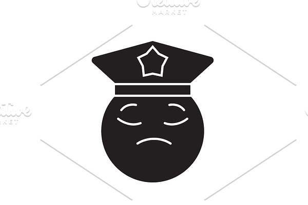 Policeman emoji black vector concept