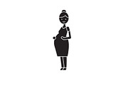 Pregnant woman black vector concept