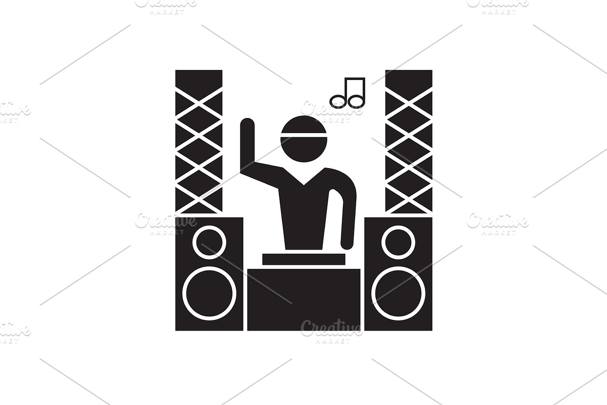 Professional dj black vector concept in Illustrations - product preview 8