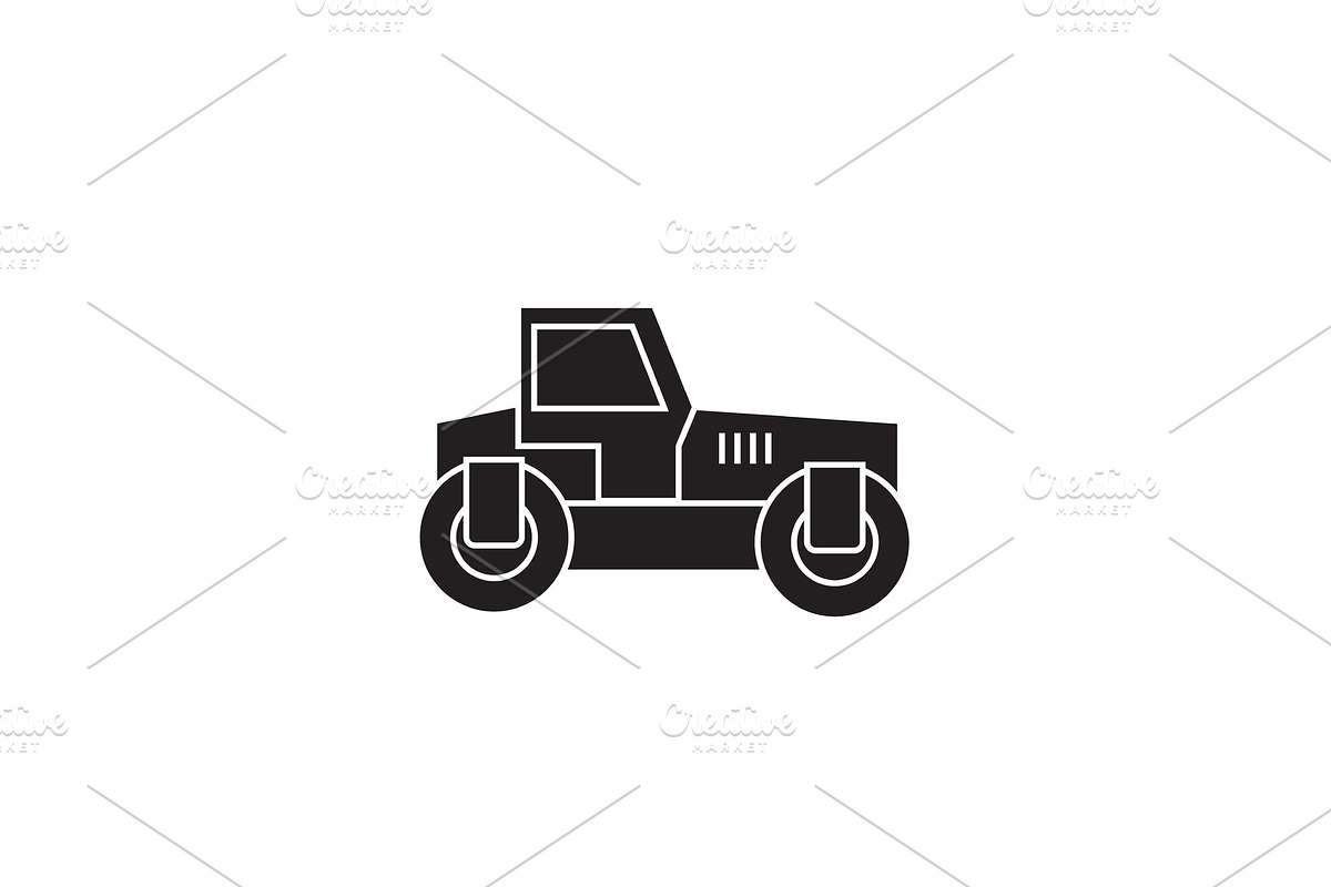 Road roller black vector concept in Illustrations - product preview 8