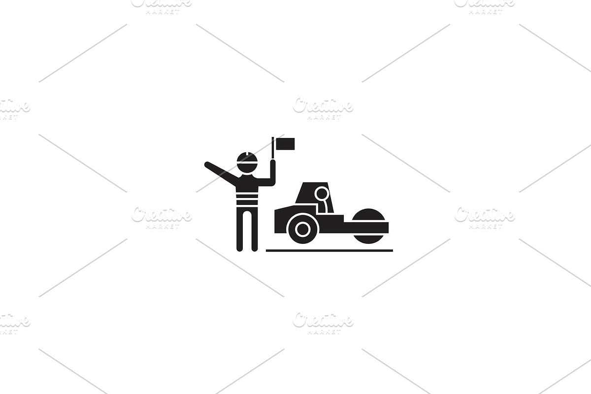 Roadroller working black vector in Illustrations - product preview 8