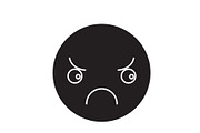 Sad emoji black vector concept icon
