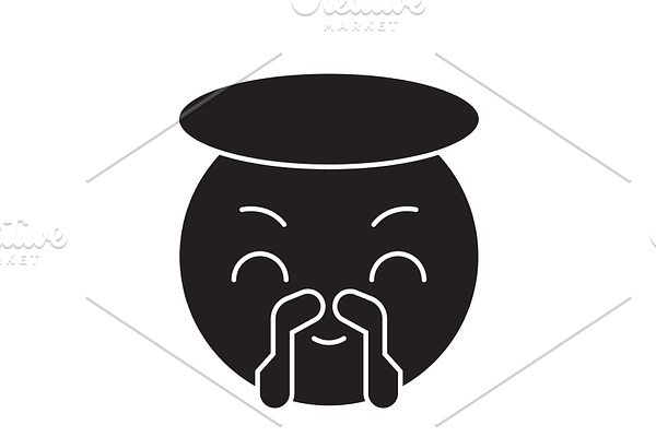 Saint emoji black vector concept