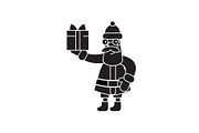 Santa claus with a gift black vector