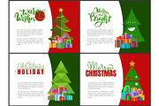 Merry Christmas Postcards with Green