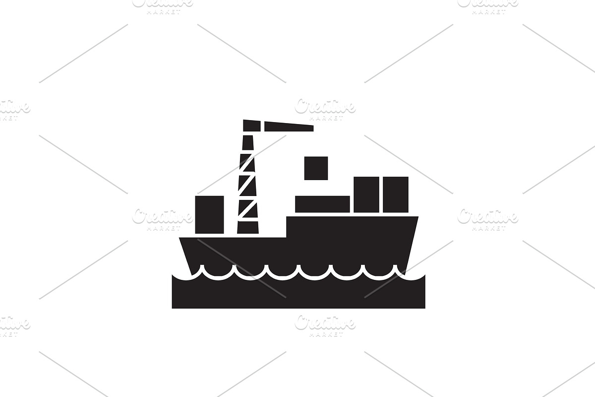 Shipping container black vector in Illustrations - product preview 8