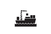 Shipping container black vector