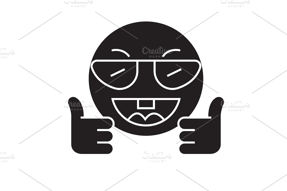 Showing ok emoji black vector in Illustrations - product preview 8