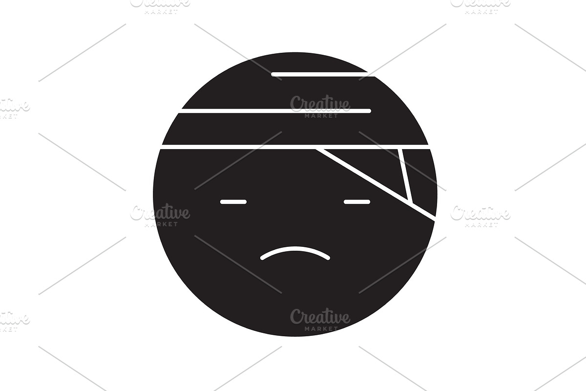 Sick emoji black vector concept icon in Illustrations - product preview 8
