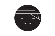 Sick emoji black vector concept icon