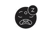 Sleeping emoji black vector concept